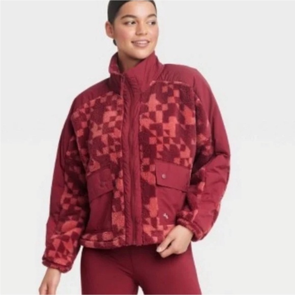 JoyLab Women's Red Patterned Jacket - Picture 1 of 3
